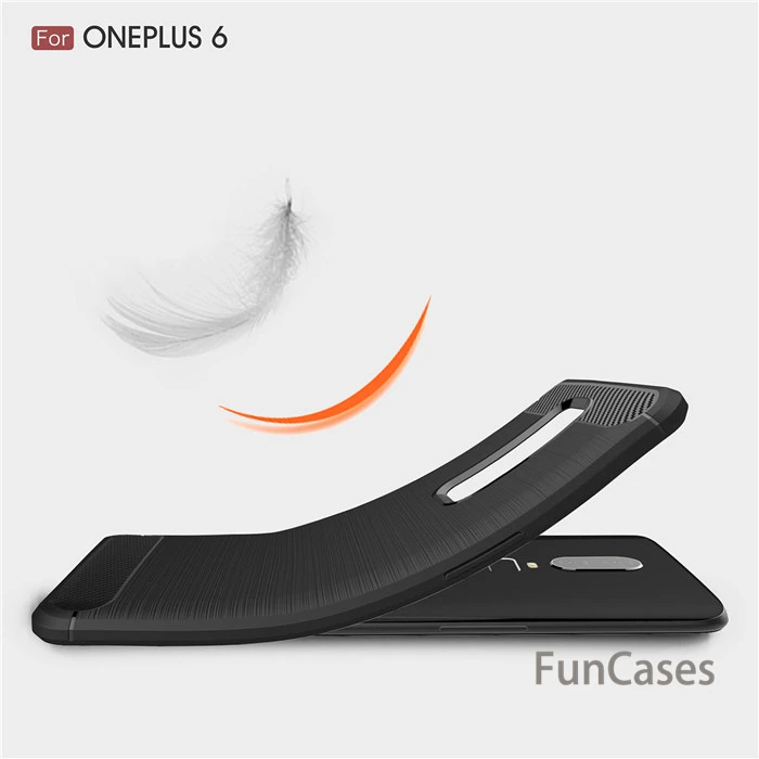 For Oneplus 6 1+6 case Luxury Shockproof Slim armor Case For One plus 6 Six A6000 Soft TPU Brushed Carbon Fiber Cover Accessory