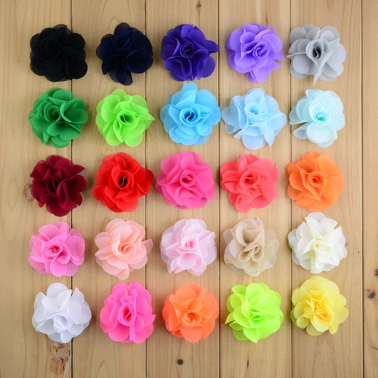 

10PCS 25colors 6cm Chiffon Flower Without Clips For Baby Girls Hair Ornaments Hand Craft DIY Accessories For Infant Headwear
