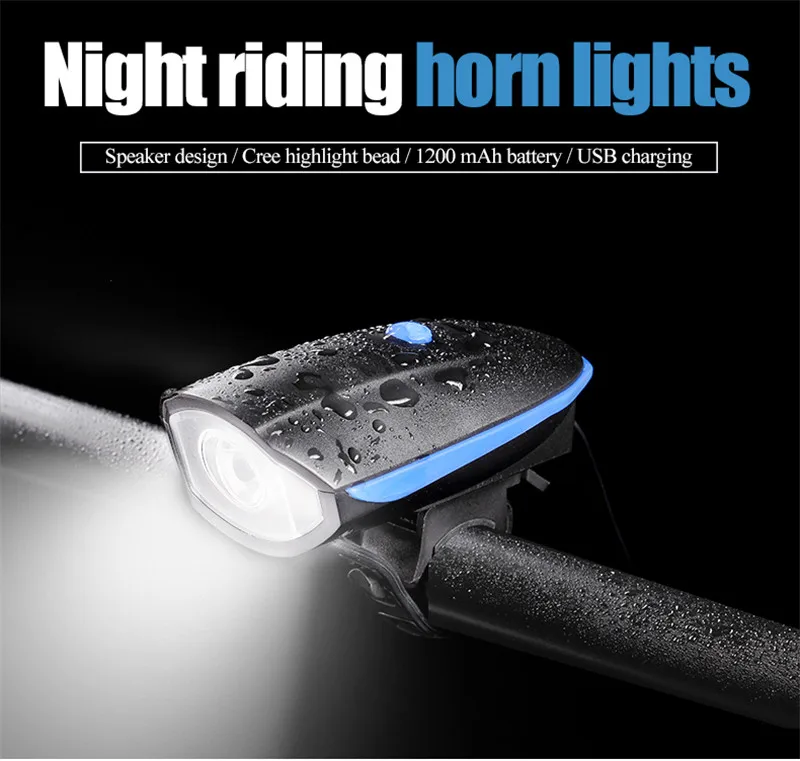 Cheap WHEEL UP USB Charging 240 lumen IPX4 Electric Horn Bicycle Night Riding Warning Horn Light Bike Head-light Bike Accessory 2019 0