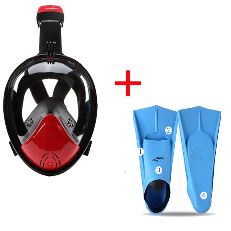 

Swimming Diving Anti Fog Snorkel Mask Flipper Snorkeling Set Full Face 180 Degree Wide View Scuba Underwater Maske Scuba Masque