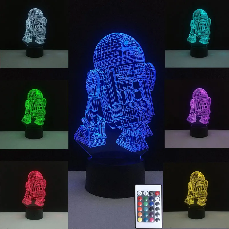 Детские спальные ночные огни 3D Цветные светодио дный светодиодные настольные лампы USB 7 цветов меняющие Звездные войны настольные лампы