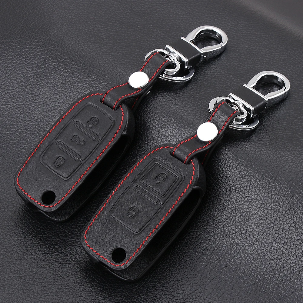 

AndyGo Leather key chain ring cover case holder For VW POLO GOLF 4 5 6 Jetta Bora For Seat Ibiza Leon For Skoda Octavia A5 Fabia