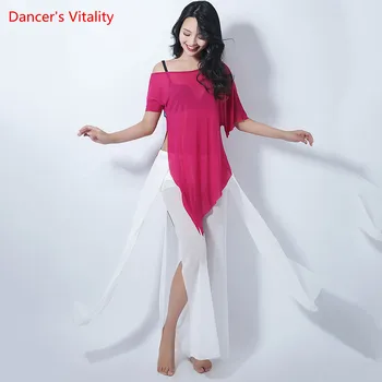 

New Belly Dance Mesh irregular Sexy Top Belly Dance Practice Suits Modern Tthnic Dance Wide-Leg Pants Free Delivery
