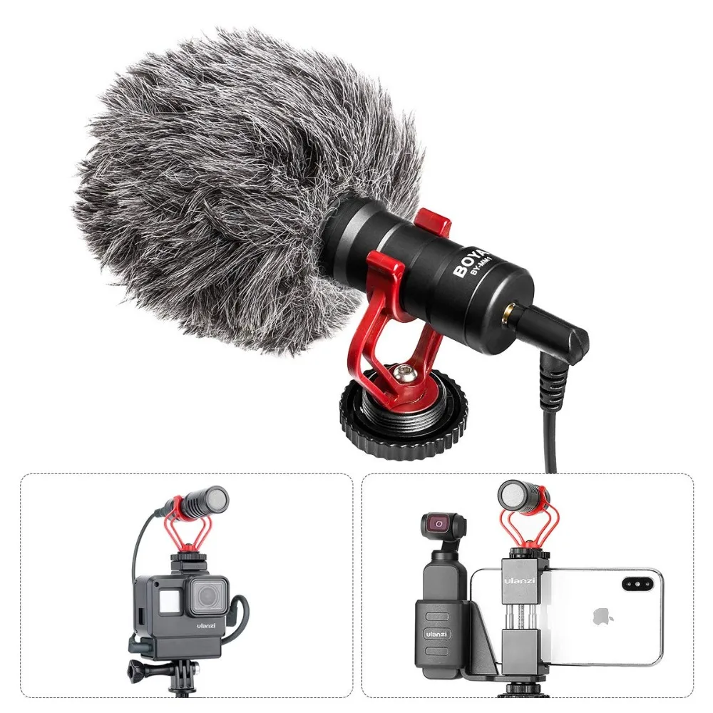 US $32.95 Boya ByMm1 Phone Microphone Vlog Camera Video Interview Microphone With Cold Shoe Plate Photography Recording For Dslr Camera