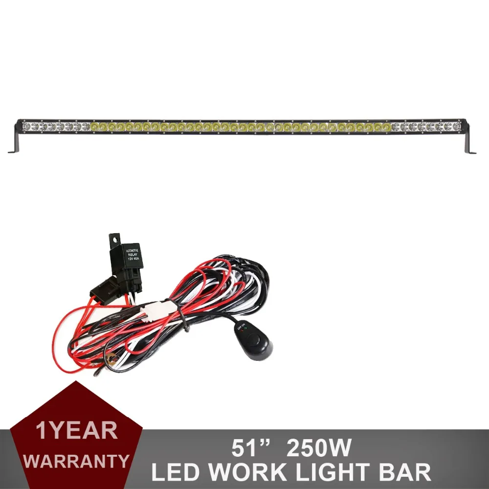 

51" 250W offroad LED Light Bar Car Auto Truck SUV ATV Pickup Camper Boat Trailer 4WD ATV 4X4 Driving Lamp 12V 24V Farming Wagon