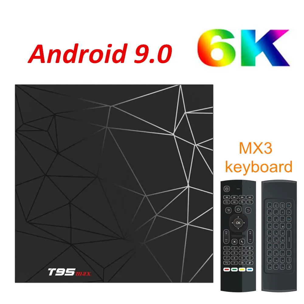 T95 MAX Android 9,0 Smart 6K tv BOX 4 ГБ ОЗУ 64 Гб ПЗУ Allwinner H6 четырехъядерный H.265 HD 2,4G Wifi Youtube T95MAX телеприставка