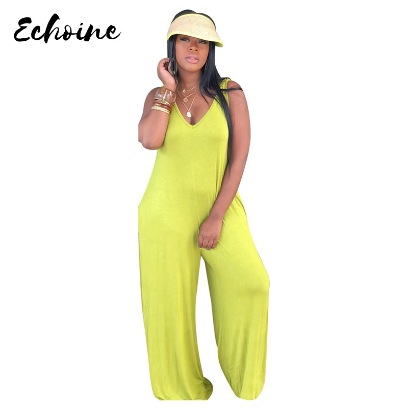 

Echoine Summer Sexy Women hooded Neck Strapless Spaghetti Straps Loose Casual Jumpsuit Women Plus Size S-XXL Haren Rompers