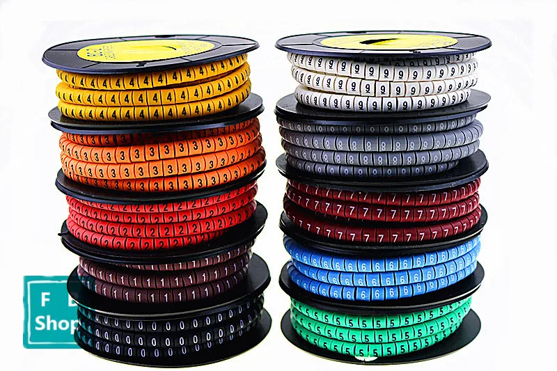 10rolls/lot EC-0/ EC-1 /EC-2 /EC-3 colored Cable Markers Letter 0 to 9 Cable Wire Markers ec archives the v 9