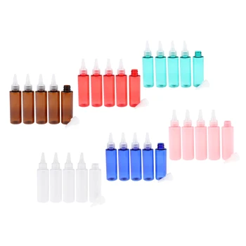 

5Pcs 100ml Empty Plastic Bottles with Twist Top Cap Suit for Solvents Ink Liquid Painting Glue for Home Travel Salon