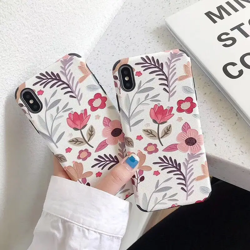 

Luxury 3D Emboss Phone Case For iPhone X XS Max XR Soft TPU Leaf Flower Case For iPhone 8 7 6 6s Plus Back Cover Anti-knock Capa