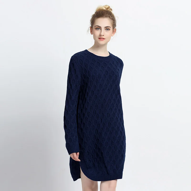

Knitted Sweater Dress 2018 New Arrival Long Sleeve Spring Ladies Side Split Dress Casual Loose Women Clothing Vestidos