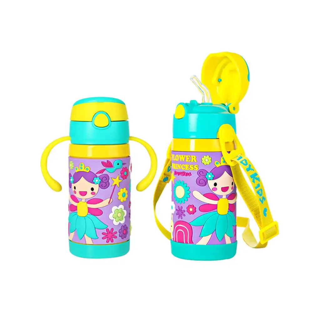 Flower Fairy 310 мл мультяшная детская бутылка из нержавеющей стали с двойной стенкой для детей Сиппи термобутыль для воды круглая туристическая кружка фляги - Цвет: Flower Fairy
