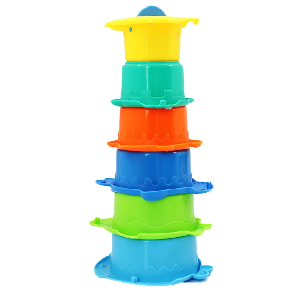Kids Funny Piles Cup Baby Bath Toy Stacking Pile Up Tower Count Cups