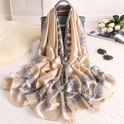 2019 шелковый шарф женский брендовый дизайн цветочный принт шали и обертывание elgant Леди Путешествия пашмины фуляр бандана зимние шарфы