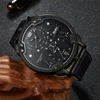 Oulm Men's Casual Sports Watches Unique Design Big Watch Male Leather Strap Quartz Clock Double Time Zone Men Luxury Wristwatch ► Photo 2/6