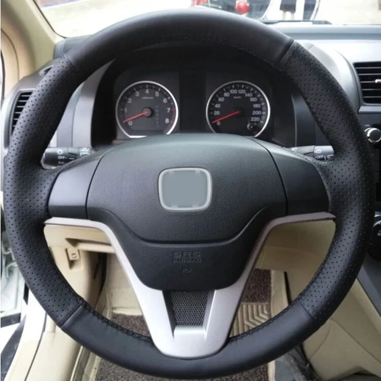 CARDAR черная искусственная кожа ручная сшитая крышка рулевого колеса автомобиля для Honda CRV CR-V 2007 2008 2009 2010 2011 - Название цвета: Black thread