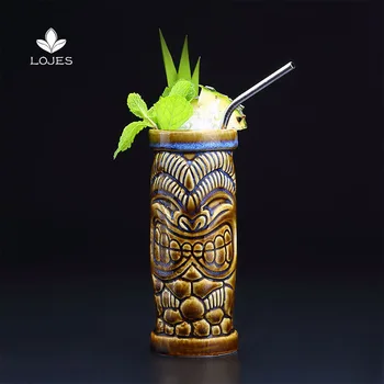 

390ml Hawaii Tiki Mugs Cocktail Cup Beer Beverage Mug Wine Mug Ceramic Easter Islander Tiki Mug Bar Tools