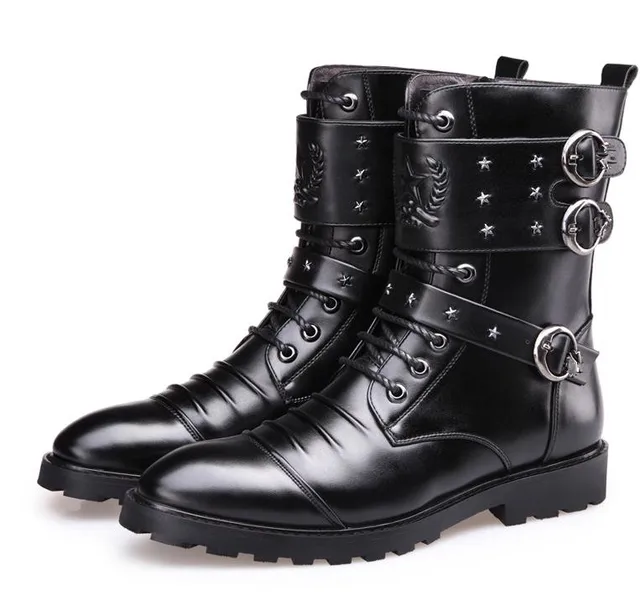New Style Autumn Winter Punk Boots Men Fashion Microfiber Leather ...