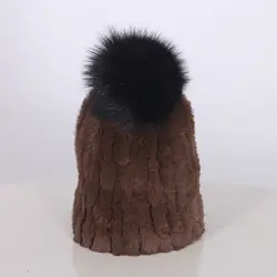 2018 натуральная кроличья шапка шапочки Настоящее помпон натуральный с мехом кролика Зимние Шапки для Для женщин Роскошные Дизайн пушистый
