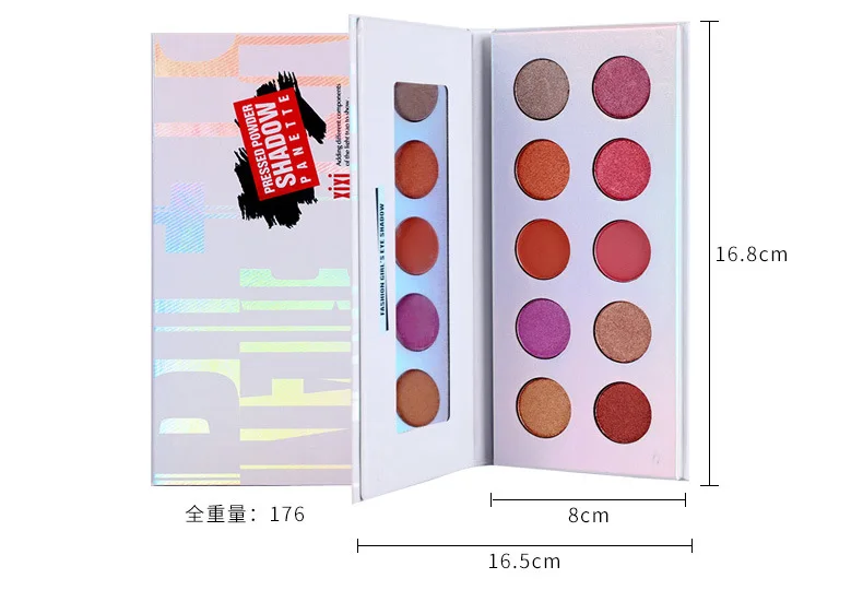 Vermelho à Prova Xixi Shimmer Fosco Sombra Paleta Brilhante 10 Cores Laranja Rosa Pigmento Dwaterproof Água Longa Duração Ac041 14 High Quality Beleza e saúde