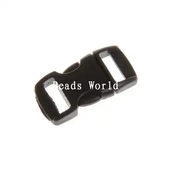 

100 Pcs Black Plastic Single Adjust Side Release Bag/Pet Belt Buckles 30x15mm(W04919 X 1)
