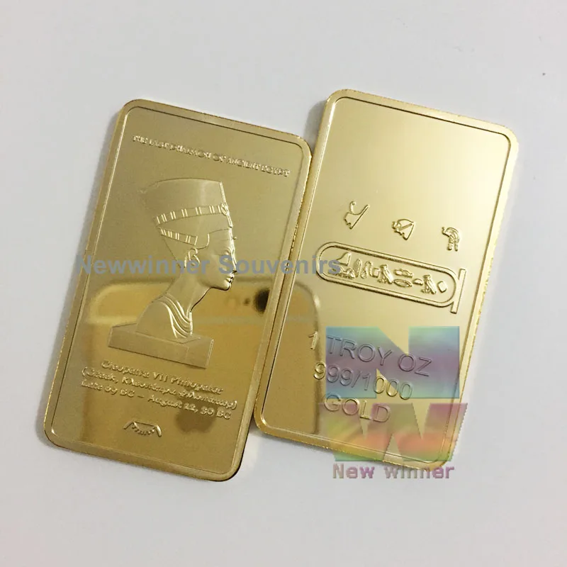 

5pcs/lot 1 Ounce 24K .999 Gold Clad Bullion Bar Ancient Egypt Souvenir Coin Medal Africa Gift