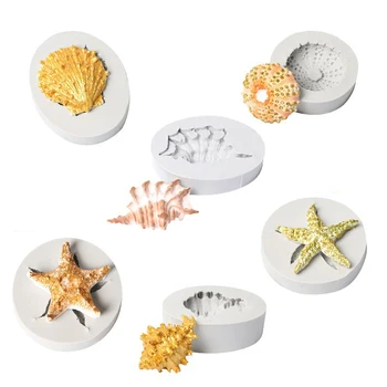 

6pcs Ocean Seashell Silicone Cake Mold Scallop Starfish Shell Sugarcraft Chocolate Mousse Cake Decorating Tools Baking Mould