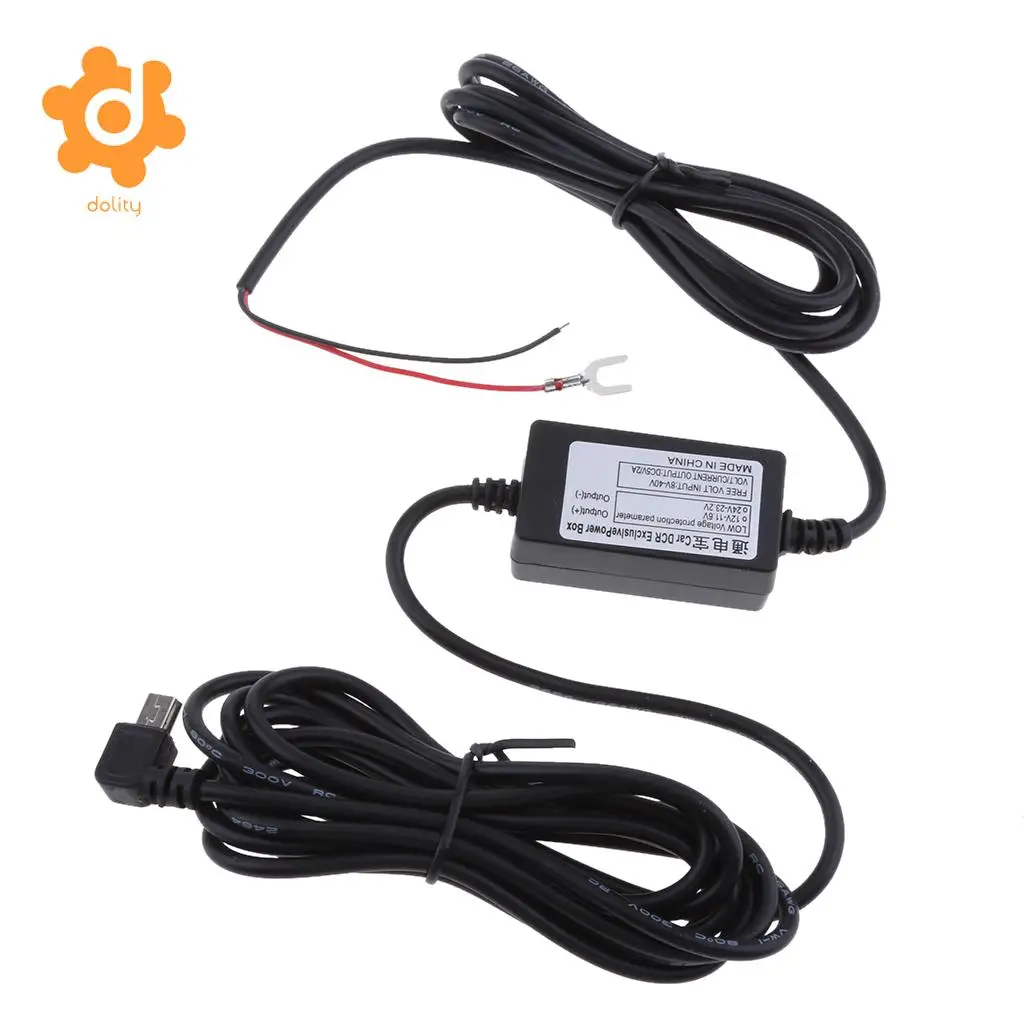 Car Dash Cam Hardwire Kits 8/36V to 5V 3A Mini USB Left Bend Adapter Cable