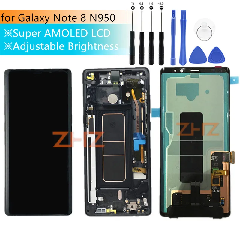 

Super amoled For Samsung Note 8 Lcd Display Touch Screen Digitizer Assembly For Samsung Note 8 display N950f 6.3" with Frame