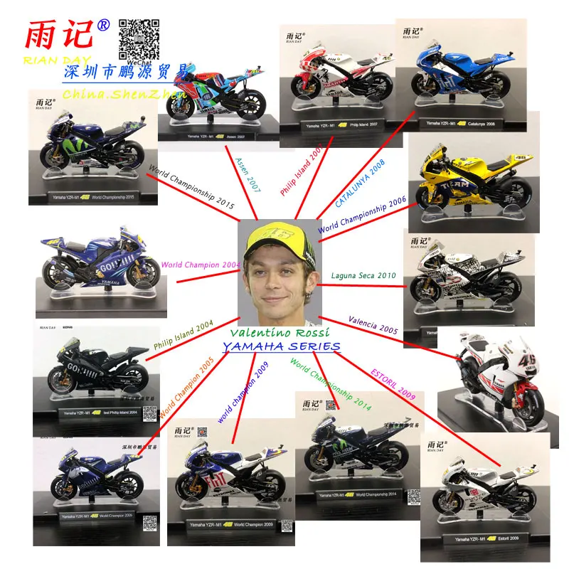 

LEO 1/18 Scale MOTOGP Motorcycle Valentino Rossi #46 YAMAHA Racing Team Diecast Metal Motorbike Model Toy For Collection/Gift