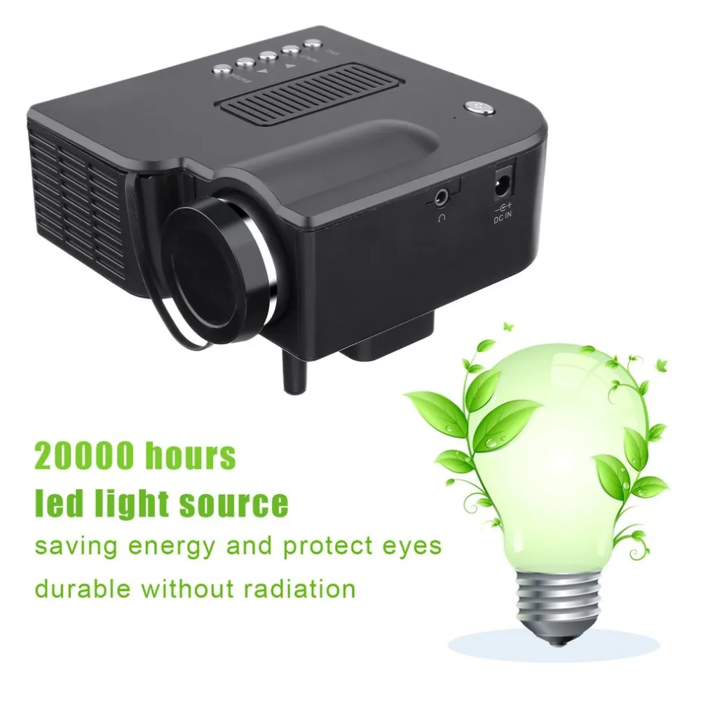YG300 Professional Mini Projector Full HD1080P Home Theater LED Projector LCD Video Media Player Projector Yellow & White