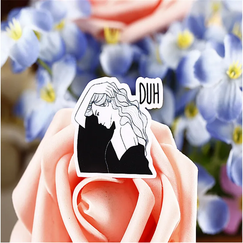 40pcs Creative Cute Self-made Black and white fashion girl Scrapbooking Stickers /Decorative Sticker /DIY Craft Photo Albums - Image 3