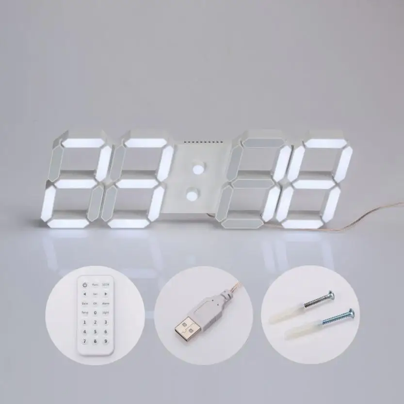 

3D Modern Digital LED Home Wall Clock USB Personality Simplicity Business Secret Stash Timer 24/12 Hour Relogio Parede 50ZB091