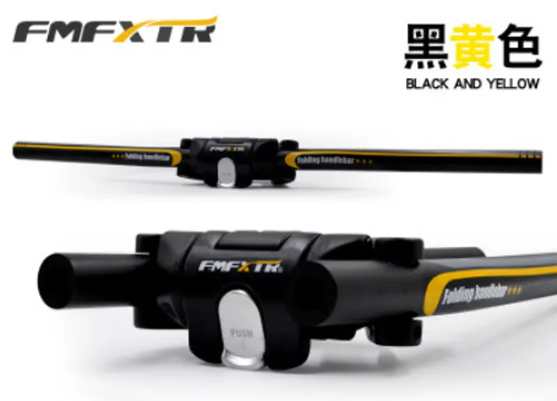 Black Yellow FMF складной руль для велосипеда 25,4 мм/31,8 мм* 620 мм алюминиевый сплав, складной руль для велосипеда MTB дорожный с фиксированной передачей - Цвет: Black Yellow