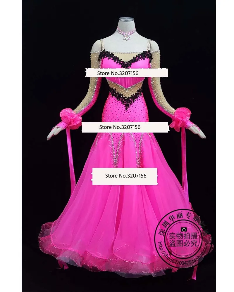 Современный Вальс Танго бальное платье, гладкое бальное платье, стандартное бальное платье, свободный размер на заказ - Цвет: Picture color