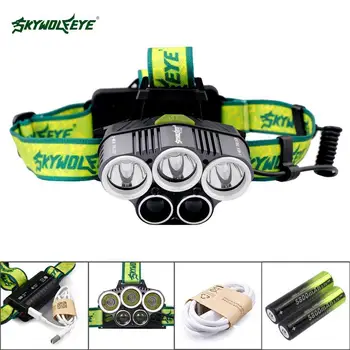 

80000LM LED t6 Headlamp zoom Waterproof Headlight USB Rechargeable Head Lamp 5 modes lighting Light + 18650 Battery+Charger
