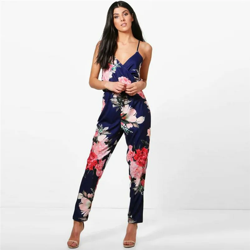 Fashion Women Strappy Off The Shoulder Printed Playsuit Party Clubwear Jumpsuit macacao feminino combinaison R04 (4)
