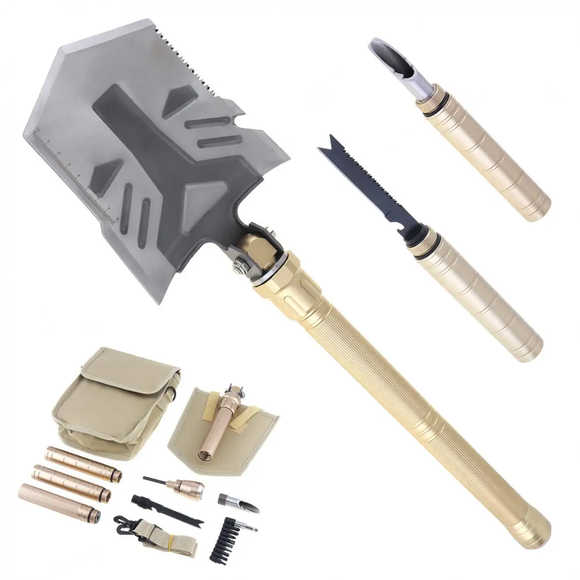 

Large Folding Shovel Multifunctional Accessories Engineering Shovel with Hand Polished Shovel Head and Nylon Bag for Camping