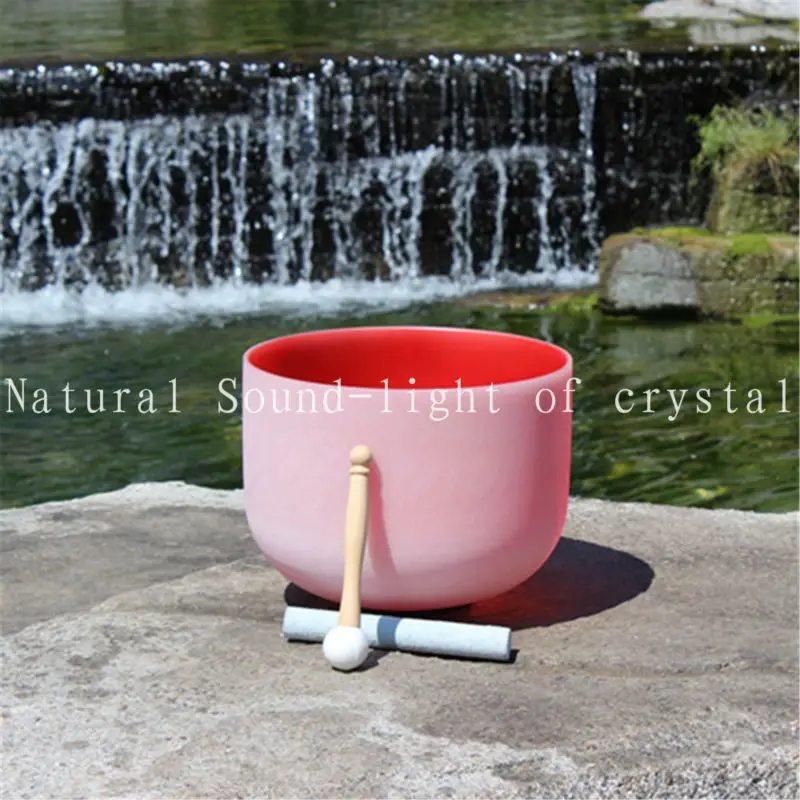 

Pitch C Pure Tone 12 Red color crystal singing bowl With free suede stick and rubber O-ring