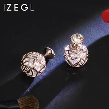 ZEGL Двойные серьги женские серьги покрытые розовым золотом серьги-кольца