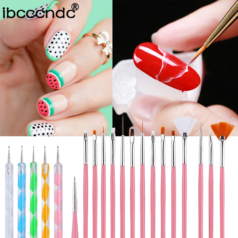 20pcs /set Nail Art Design Painting Set Dotting Drawing Polish Brush