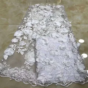 

Bridal Lace Graceful 2018 Nigerian Lace Fabric High Quality 3D Flower Embroidery French Lace Fabrics For Wedding Dress H859-1