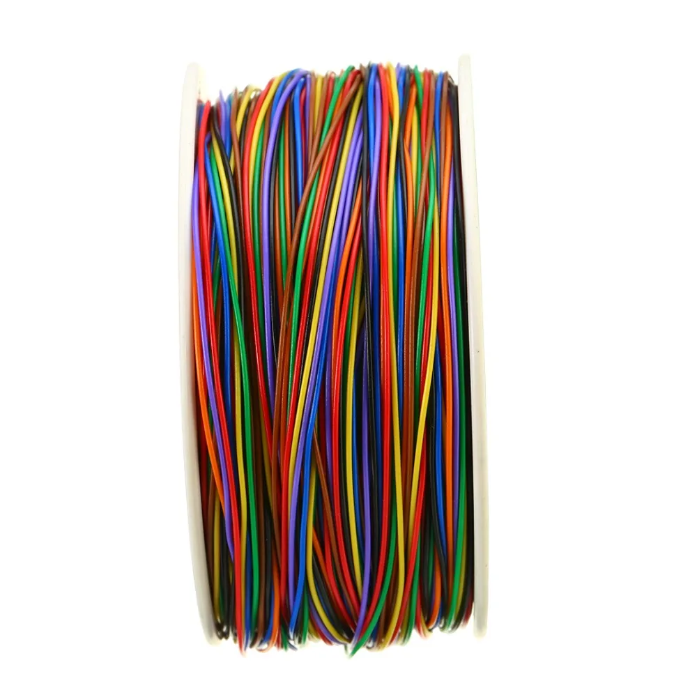 Оловянная медная обмотка 1 рулон 30 AWG 0 25 мм изоляционный Тестовый Кабель 8 цветная