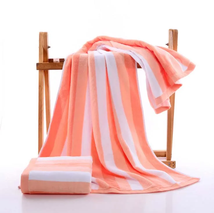 75x140 см Большой размер полотенца пляжные хлопковые полосатые банные аксессуары быстросохнущие кемпинг тренажерный зал полотенце Спорт - Цвет: orange