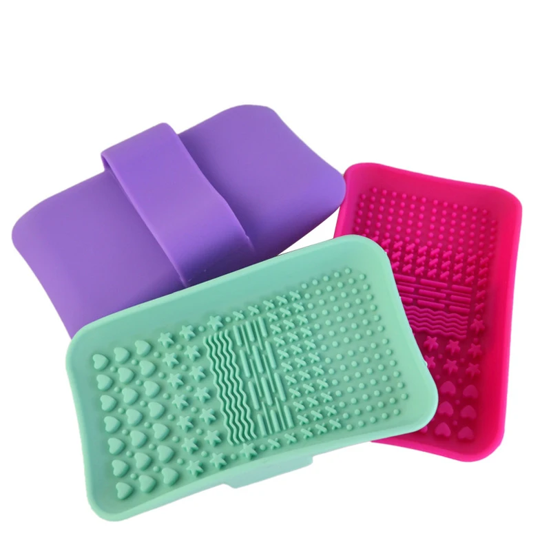 

Soap Box Shape Silicone Brush Cleaner Makeup Brush Cleaner Washing Convenient Models Pad Washing Scrubber Board Cleaning Mat