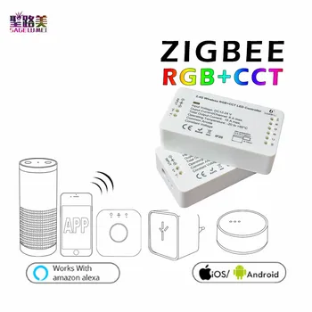 

DC12-24V ZIGBEE RGB+CCT Led Controller ZLL smart phone APP Amazon alexa voice control RGBW RGB Brightness adjustment LED Dimmer