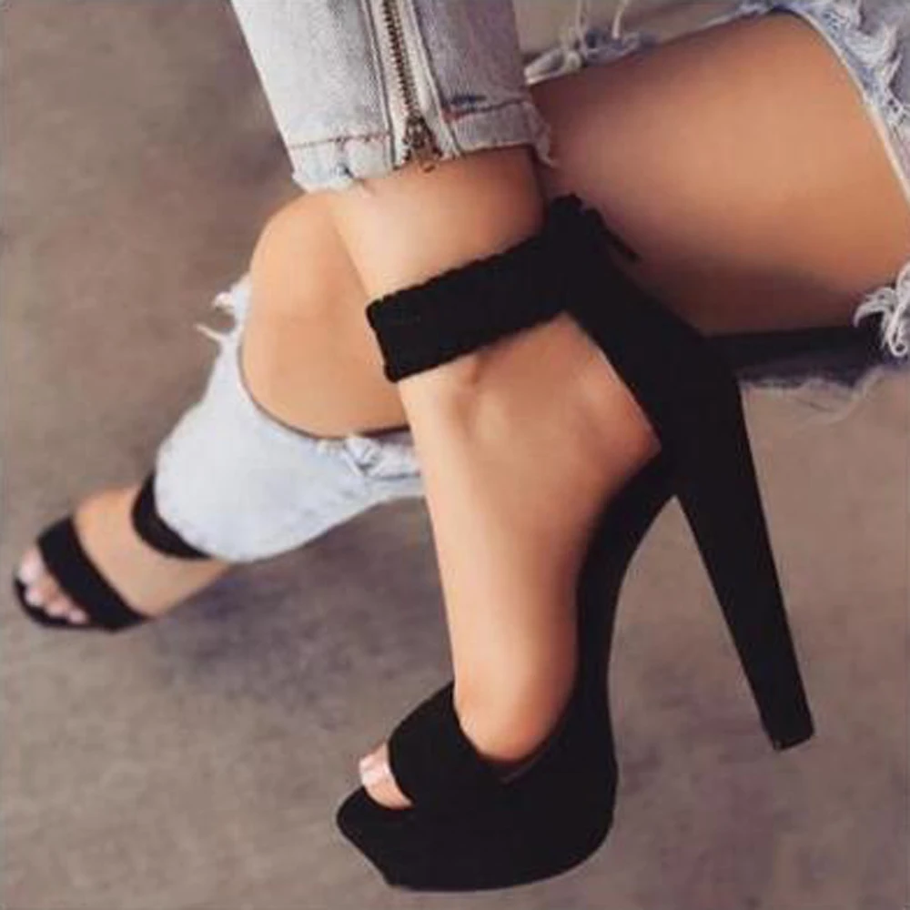 

Women's Sandals Shoes high heel 6-8 cm thick heel wrap Leather Stitching, Shallow Mouth, Waterproof Platform back zipper Pumps