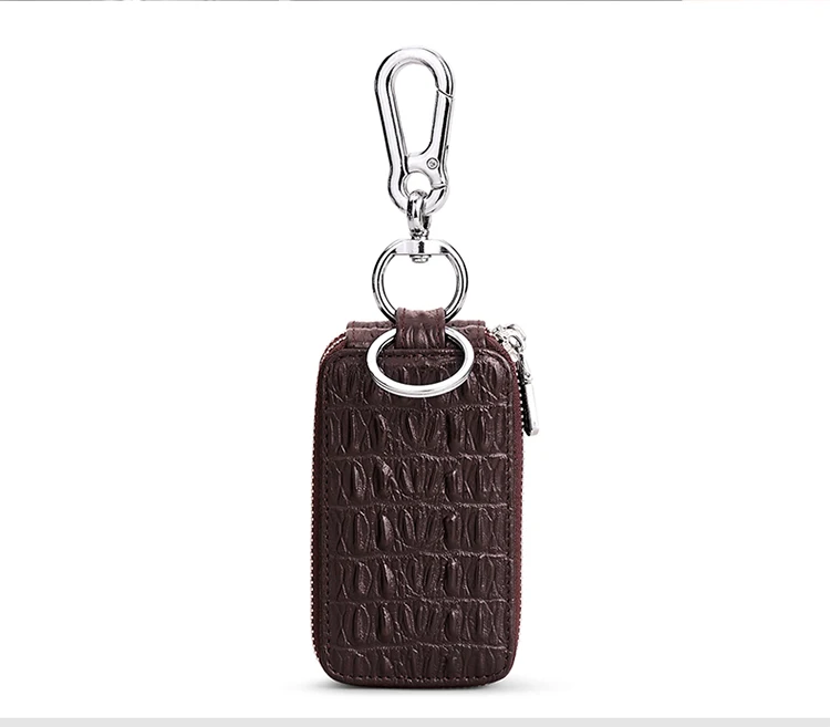 Автомобильный чехол для ключей из натуральной кожи с узором «крокодиловая кожа», модный дизайн, унисекс, двойная молния, сумка для ключей с кольцами, Pl281