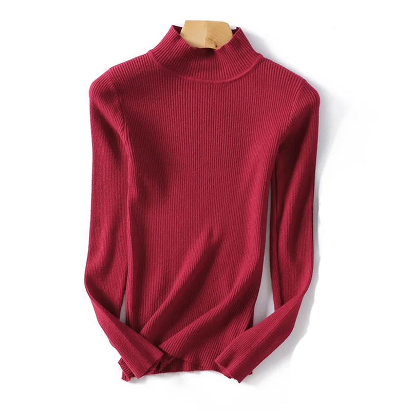 ShejoinSheenjoy Spring Autumn Women Pullovers Sweaters Fashion Slim Half Turtleneck Knitted Tops Women Elastic Casual Sweater (15)