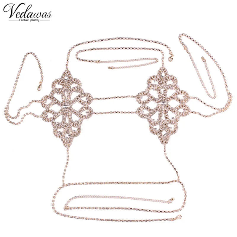 Vedawas винтажное женское многослойное модное ожерелье с цветами из золотого/серебряного цвета, сексуальная металлическая цепочка для бюстгальтера 1702